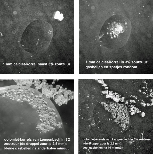 microchemie carbonaten, zoutzuurtest